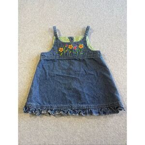 vtg 90’s Samara Y2K floral embroidered denim jumper 2T